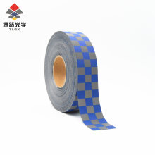 Customized 1cm Polyester Tc Blue White 5cm Reflective Checked Fabric Tape Sewed on Reflective Checkered Tape for Safety Clothing